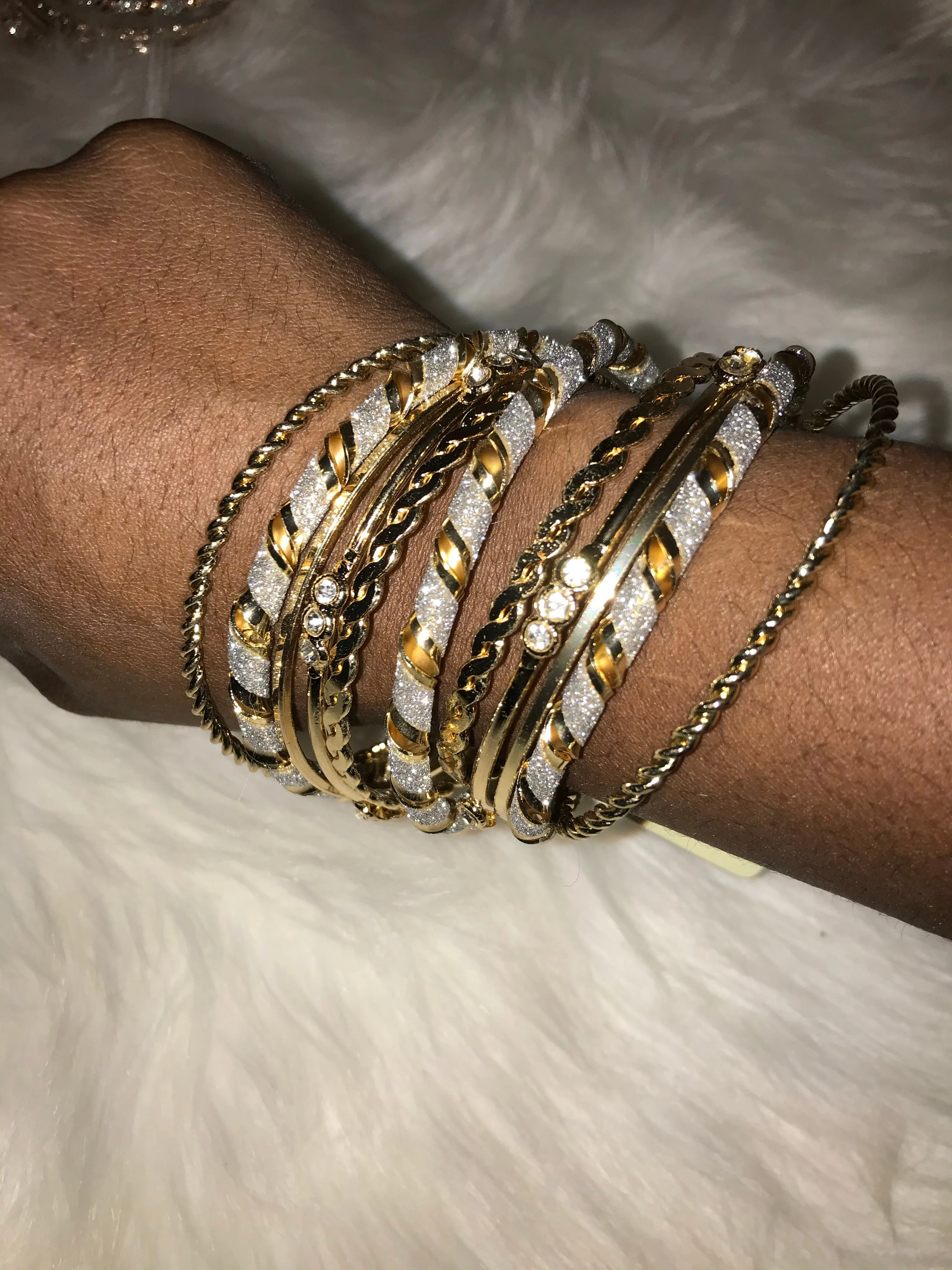 Arm Candy Stackable Bracelet Bangles (Gold & Rose Gold)