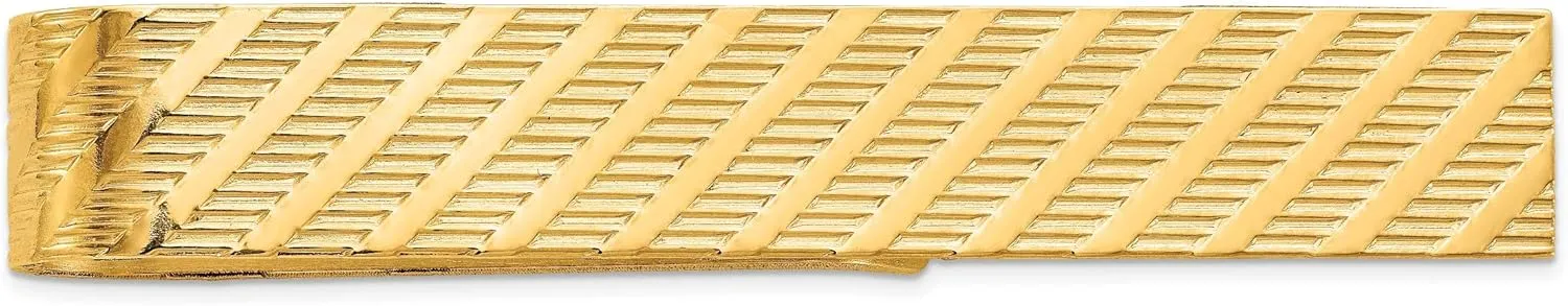 Avariah Solid 14k Yellow Gold Men's Textured Tie Bar - 50mm