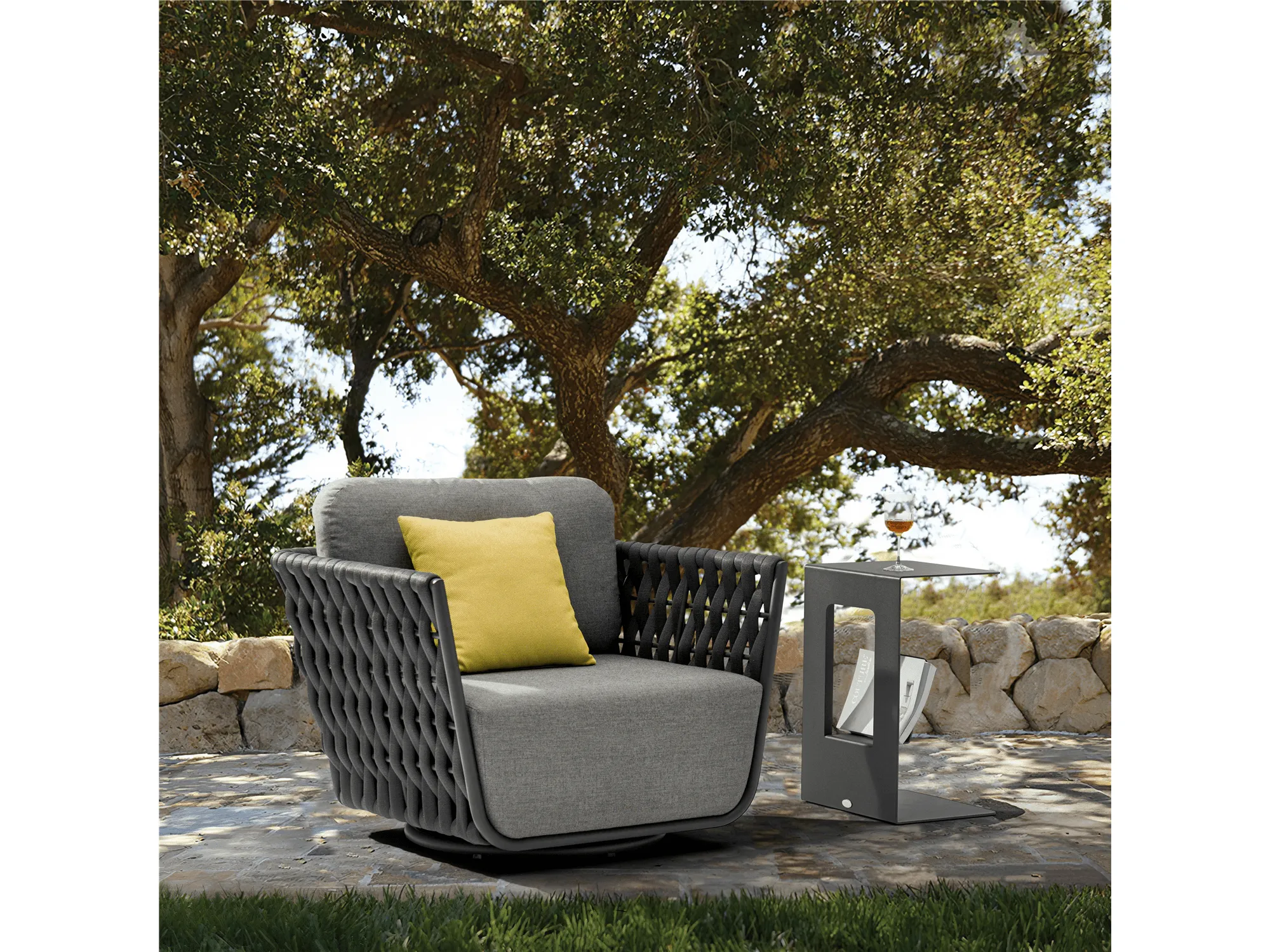 Ayla Swivel Chair in Dark Grey