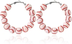 Baseball & Softball Hoop Earrings for Women - Lightweight Sporty Jewelry Gift for Baseball Moms, Games, Everyday Wear