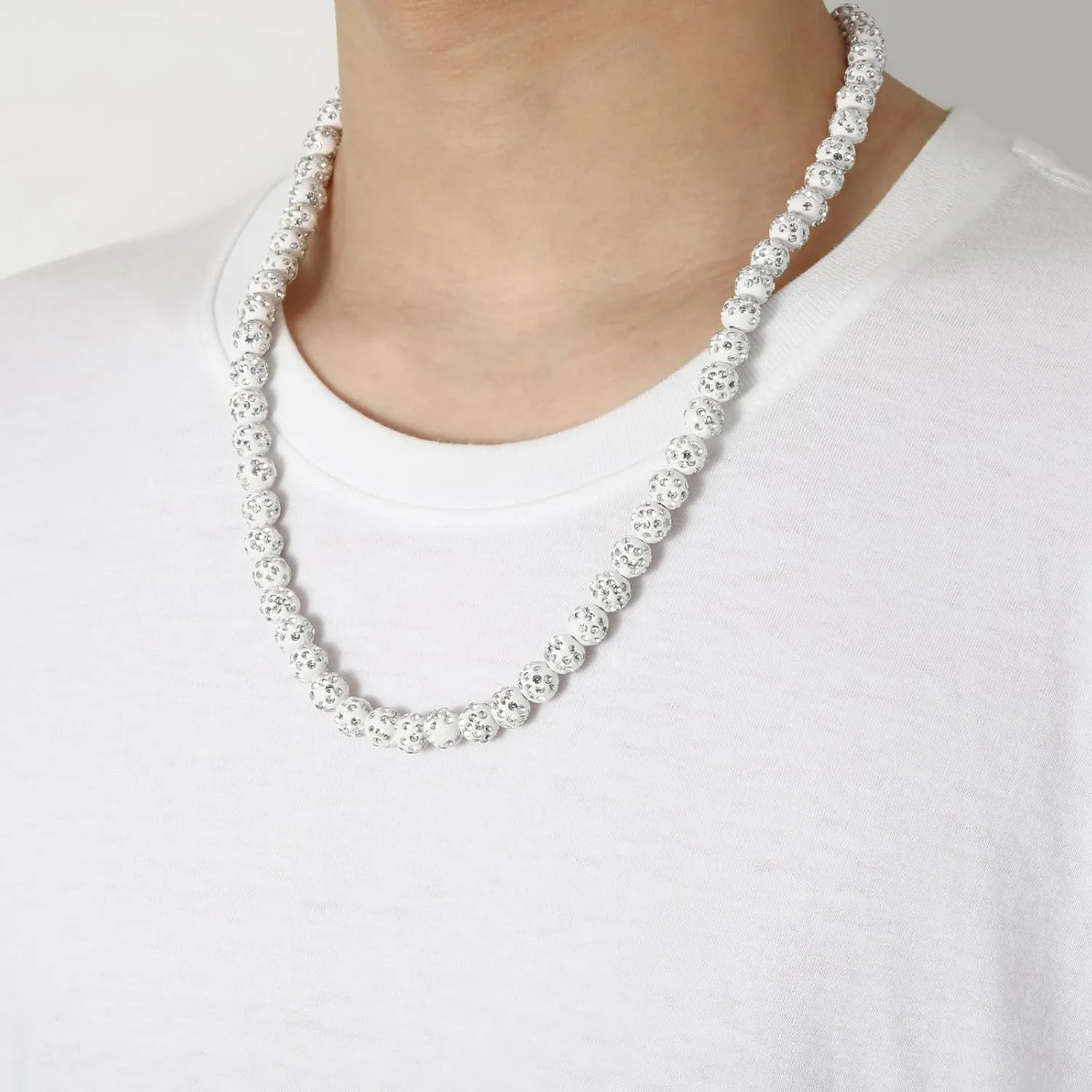 Baseball Necklace, Baseball Bead Necklace, 14/16/18/20/22 2" Adjustable Baseball Necklace for Men, lce Collection Necklace, Baseball Bling Necklace, Inspired Sports Jewelry Gift