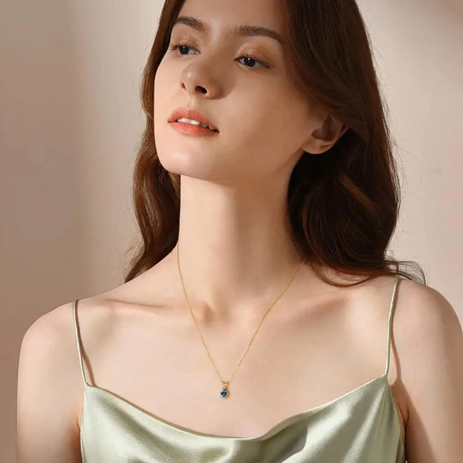 Birthstone Necklace for Women Girls - Sterling Silver Necklace Glittering Teardrop Birthstone Necklace for Women Teen Girls Jewelry Birthday Gifts for Women Wife Girlfriend
