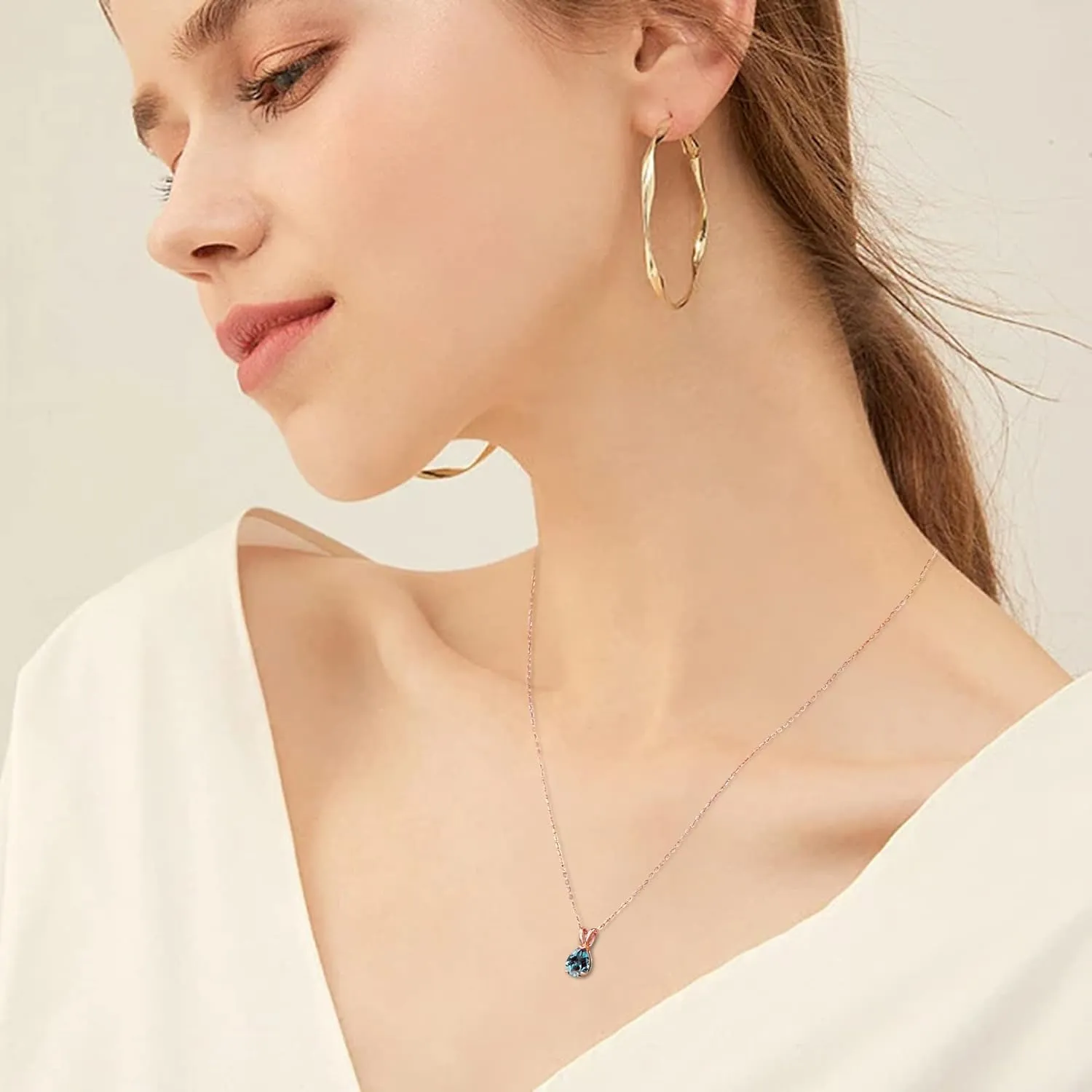 Birthstone Necklace for Women Girls - Sterling Silver Necklace Glittering Teardrop Birthstone Necklace for Women Teen Girls Jewelry Birthday Gifts for Women Wife Girlfriend