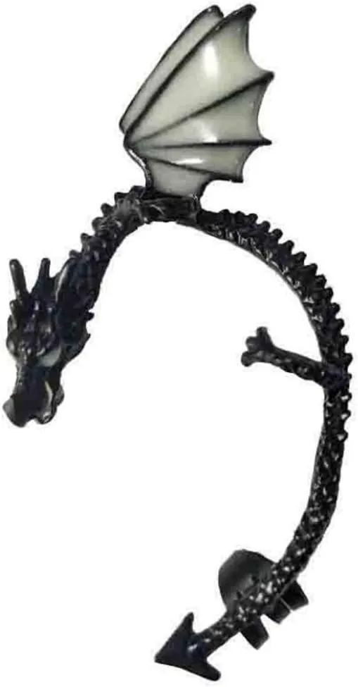 Black Dragon Ear Wrap Earrings for Women Piercing Men Gothic Punk Dragon Cuff Glowing Stud Earring Fashion