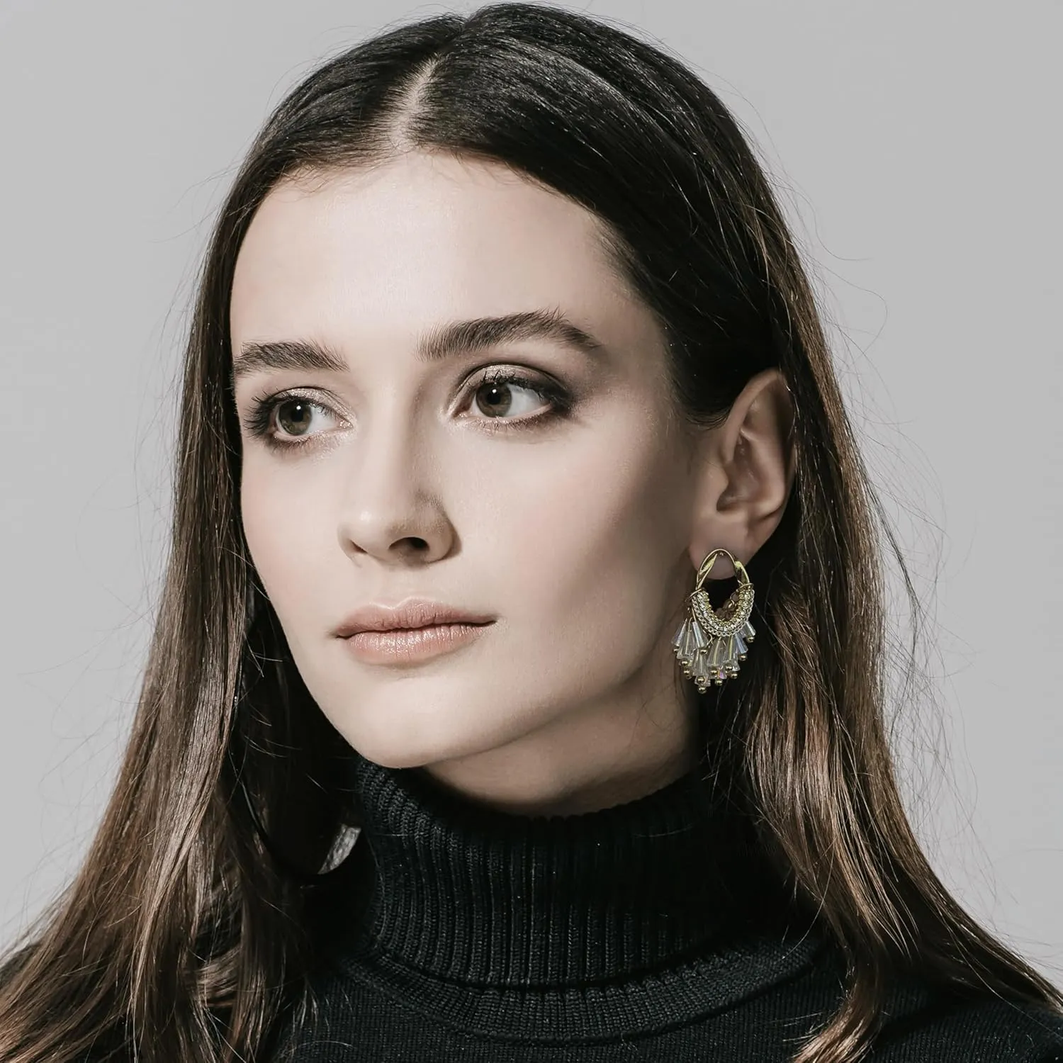Black White Earrings for Women Teen Gifts Gold Plated Dangle Drop Fashion Geometric Statement Jewelry