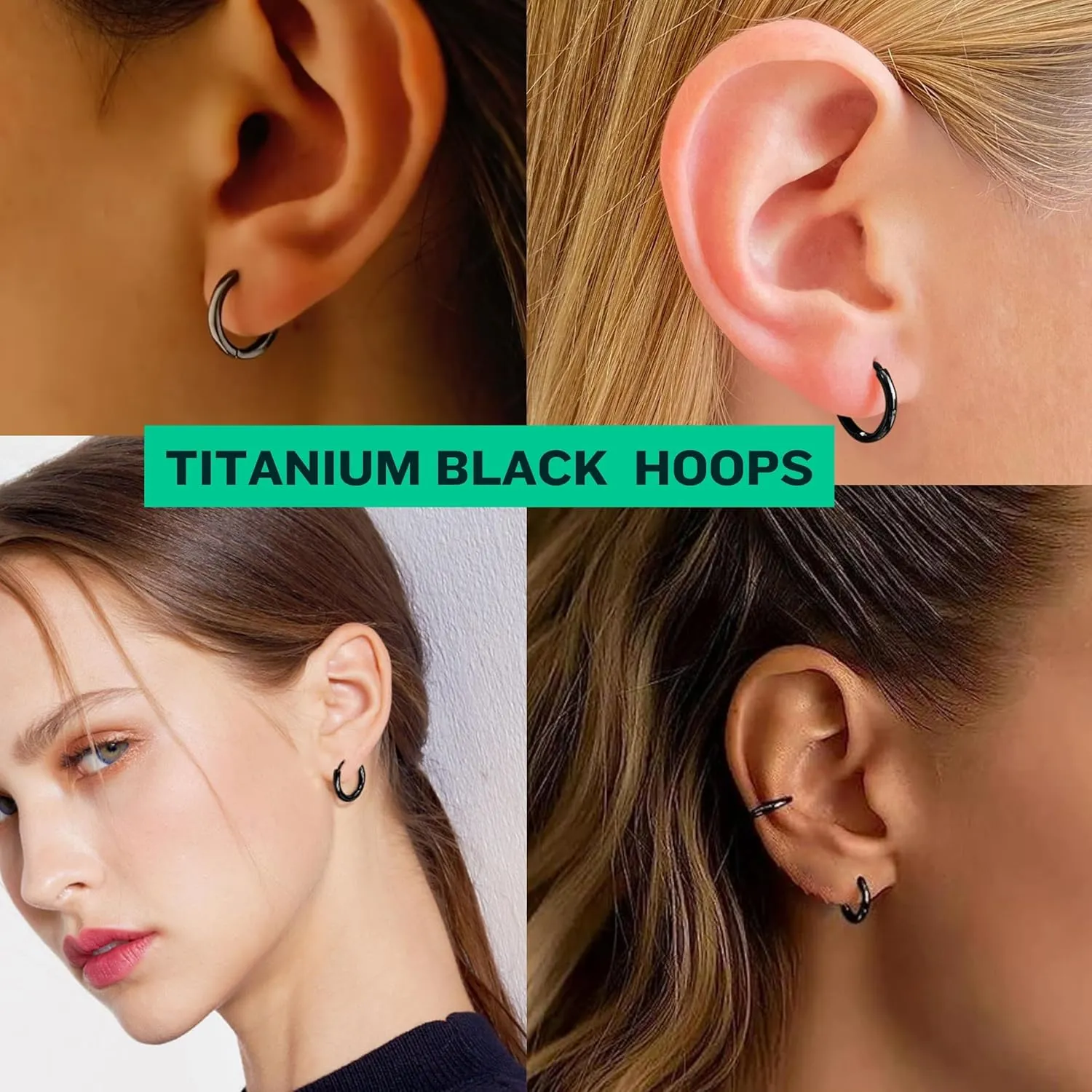 BLISI G23 Titanium Hoop Earrings, Hinged Huggie Hoop Earrings for Lobe Cartilage 8mm/10mm/12mm Hypoallergenic Lightweight Huggie Hoops Earring with 14K Gold Plated Earrings for Women Men Girls