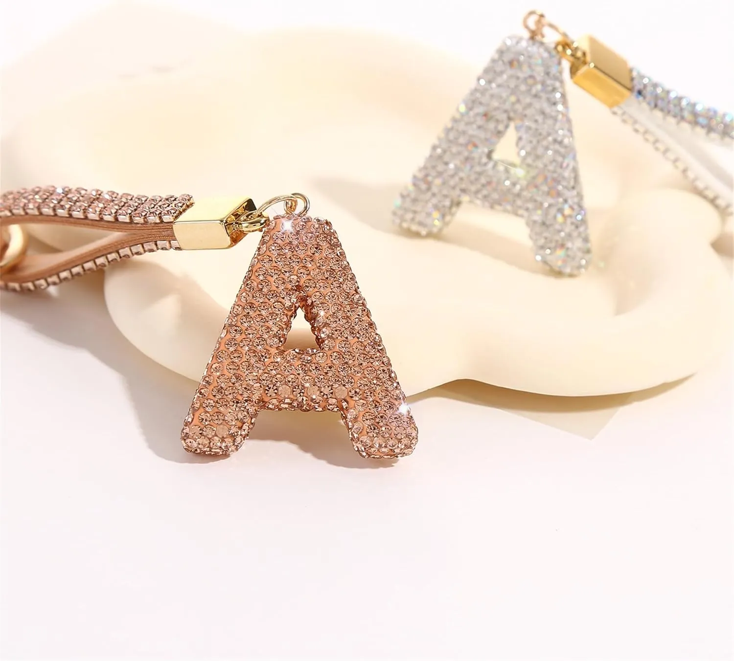 Blue Initial Letter Keychain Gift for Women Girls Bling Sparkly Cute Backpack Car Key Accessories