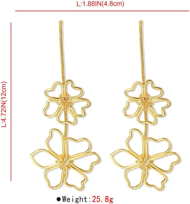 Bohemian Gold Hollow Flower Lightweight Dangle Drop Earrings Dainty Alloy Hollow Heart Bow Knot Love Dangle Drop Stud Earrings For Women Jewelry Gifts