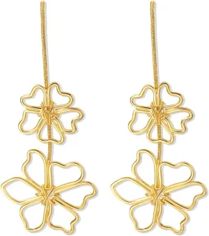 Bohemian Gold Hollow Flower Lightweight Dangle Drop Earrings Dainty Alloy Hollow Heart Bow Knot Love Dangle Drop Stud Earrings For Women Jewelry Gifts
