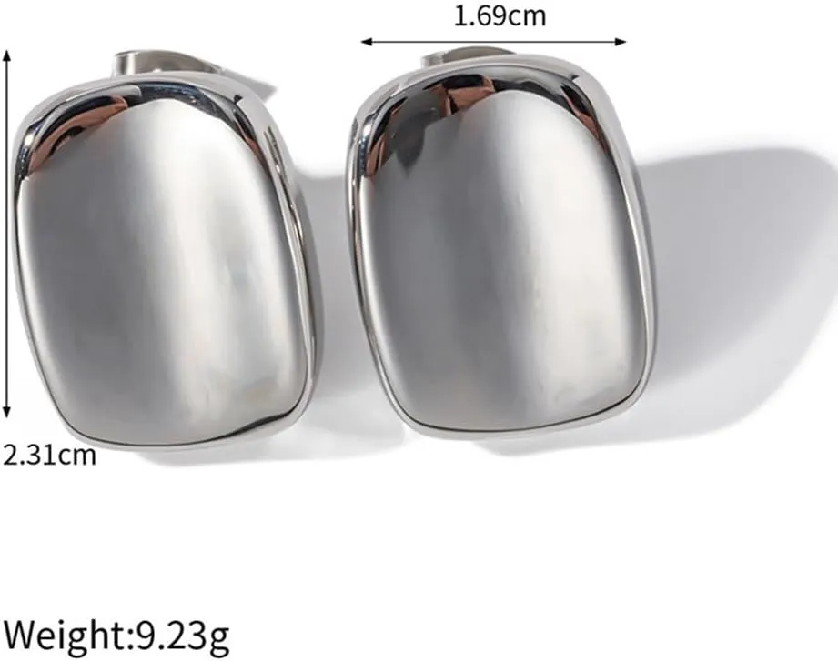 Chunky Geometric Statement Stud Earrings for Women 14k Gold Minimalist Rectangular Drop Earrings Personalized Earrings Wedding Jewelry Accessories