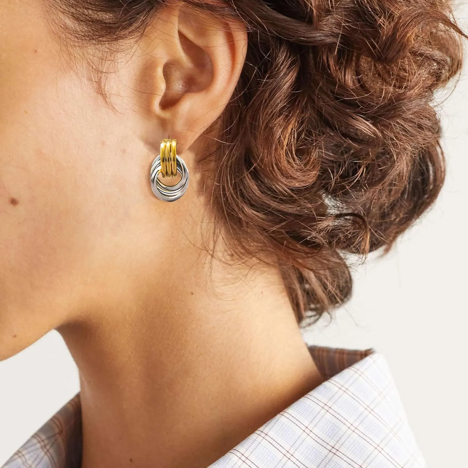 Chunky Small Knot Earrings Gold Silver Geometric Earrings for Women Dainty Gold and Silver Plated Dangle Drop Earrings Hypoallergenic and Lightweight Fashion Trendy Jewelry Gifts