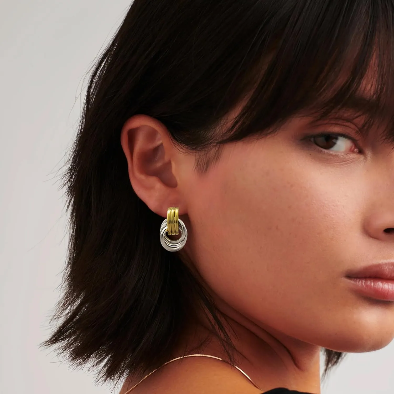 Chunky Small Knot Earrings Gold Silver Geometric Earrings for Women Dainty Gold and Silver Plated Dangle Drop Earrings Hypoallergenic and Lightweight Fashion Trendy Jewelry Gifts