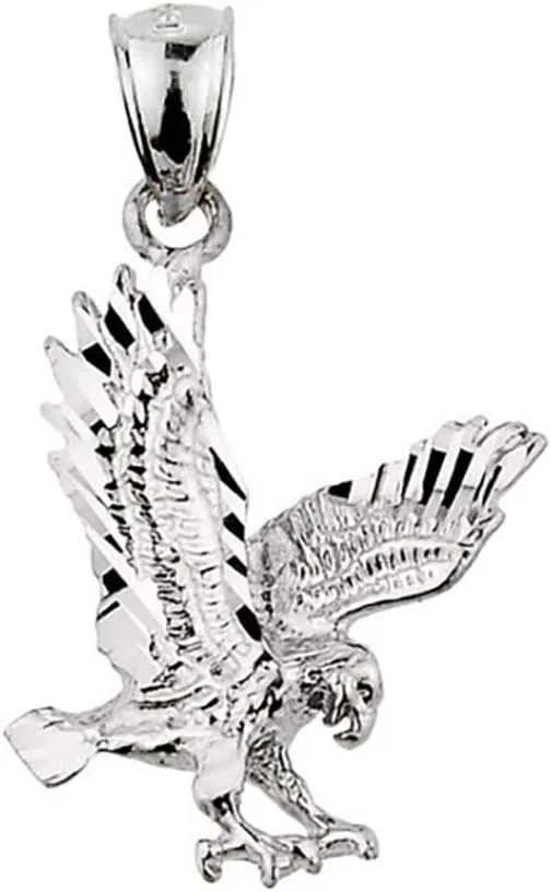 Claddagh Gold Textured Sterling Silver Landing Eagle Charm Pendant