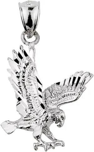 Claddagh Gold Textured Sterling Silver Landing Eagle Charm Pendant