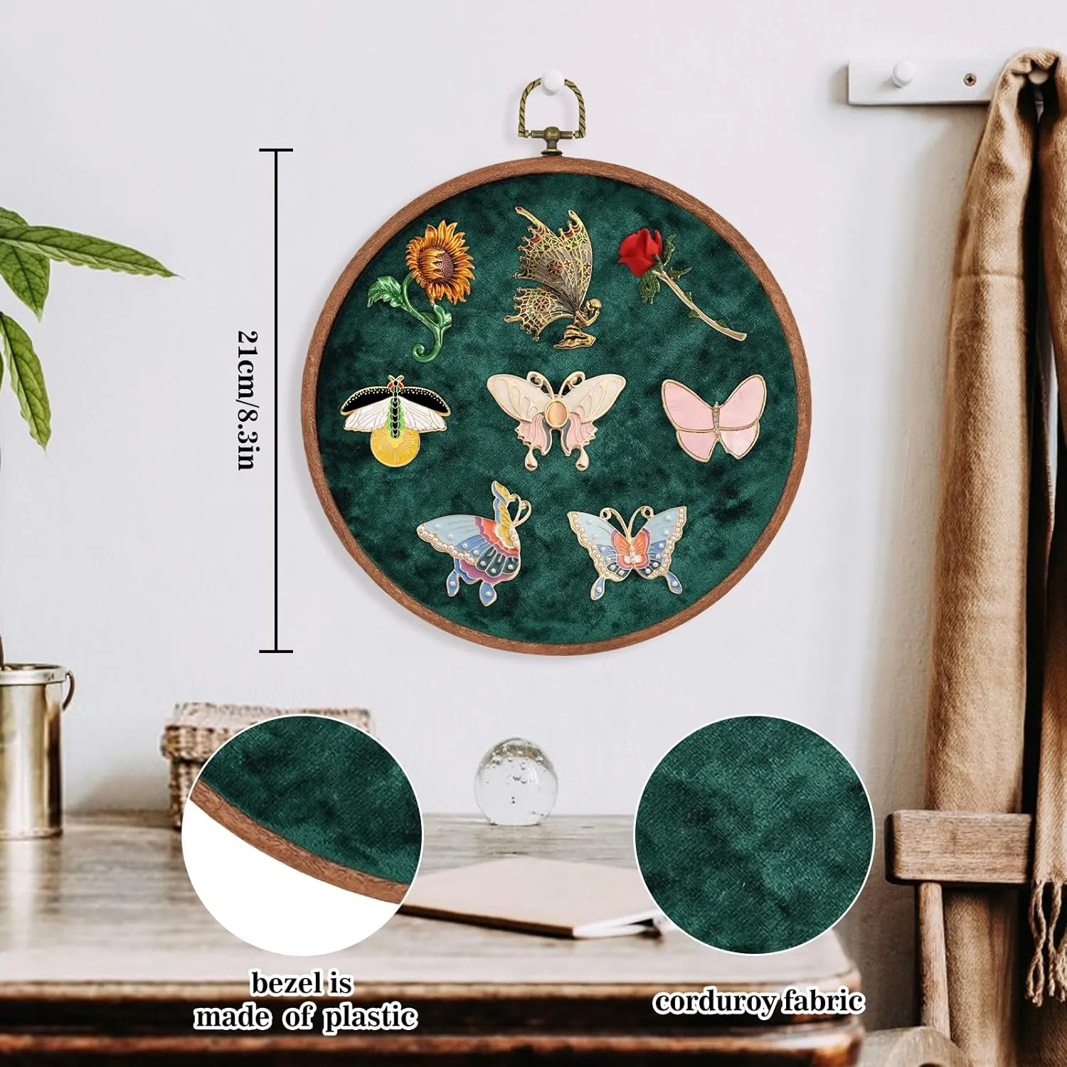Corduroy Wall Hanging Brooch Jewelry Storage Display Stand Enamel Pin Display Holder Velvet Earrings Necklace Pin Display Board