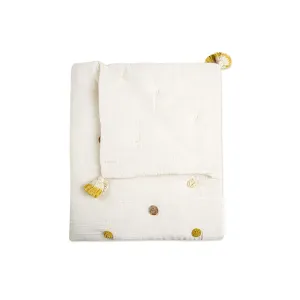 Crane Pom Pom Quilted Baby Blanket - Kendi
