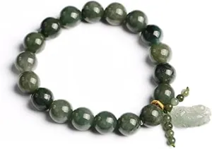 Crystal Bracelet Natural Jade Green Bracelet,Jade Bracelet,Healing Prayers Crystal Bracelet,Natural Stone Stretch Beads Bracelet Gifts for Women Stone Bracelet