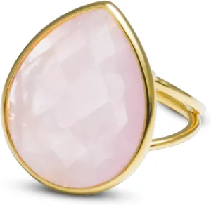 Crystal Ring for Women, Natural Rose Quartz Green Fluorite Ring for Her, Teardrop Shape Gemstone Ring Boho Ring for Gift, Handmade rose quartz Jewelry Gold Adjustable Ring.