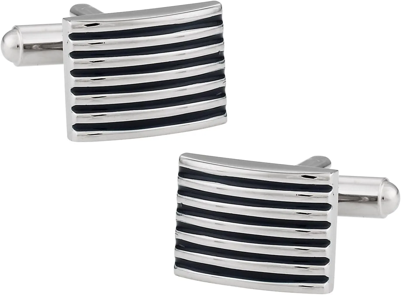 Cuff-Daddy Textured Black Enamel Silver Cufflinks with Presentation Box