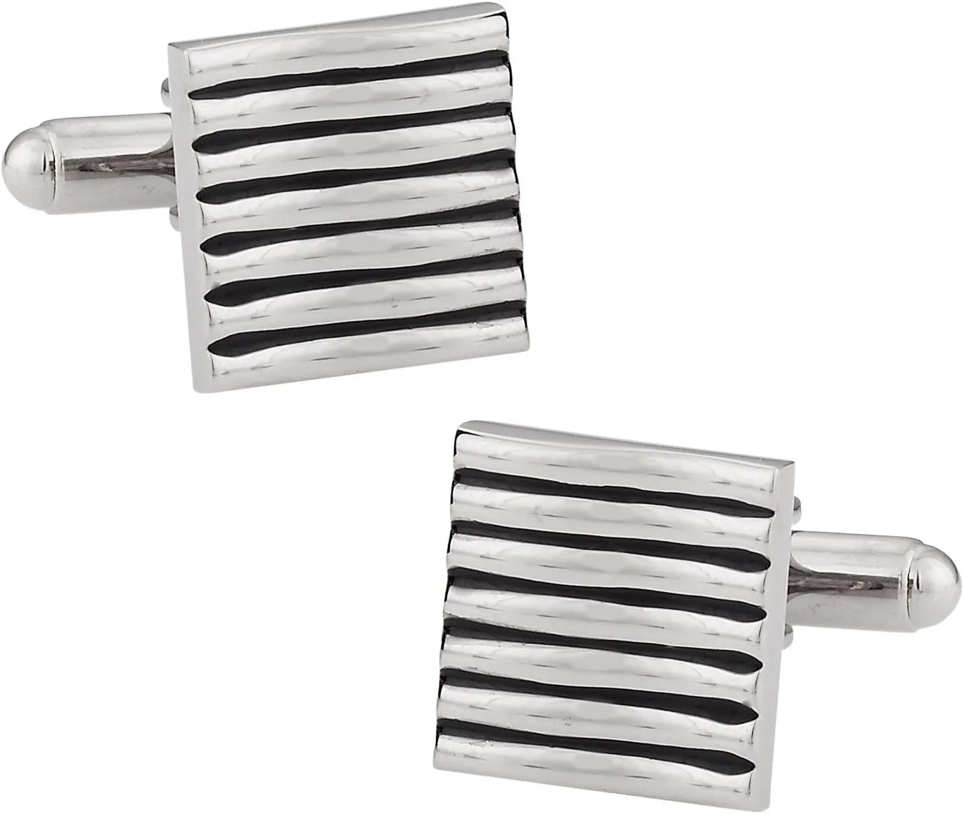 Cuff-Daddy Textured Waves Silver-Tone Cufflinks with Presentation Box