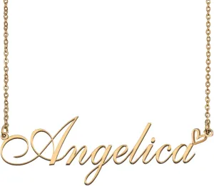 Custom Name Necklace 18K Gold Plated Angelica Nameplate Personalized Jewelry for Women