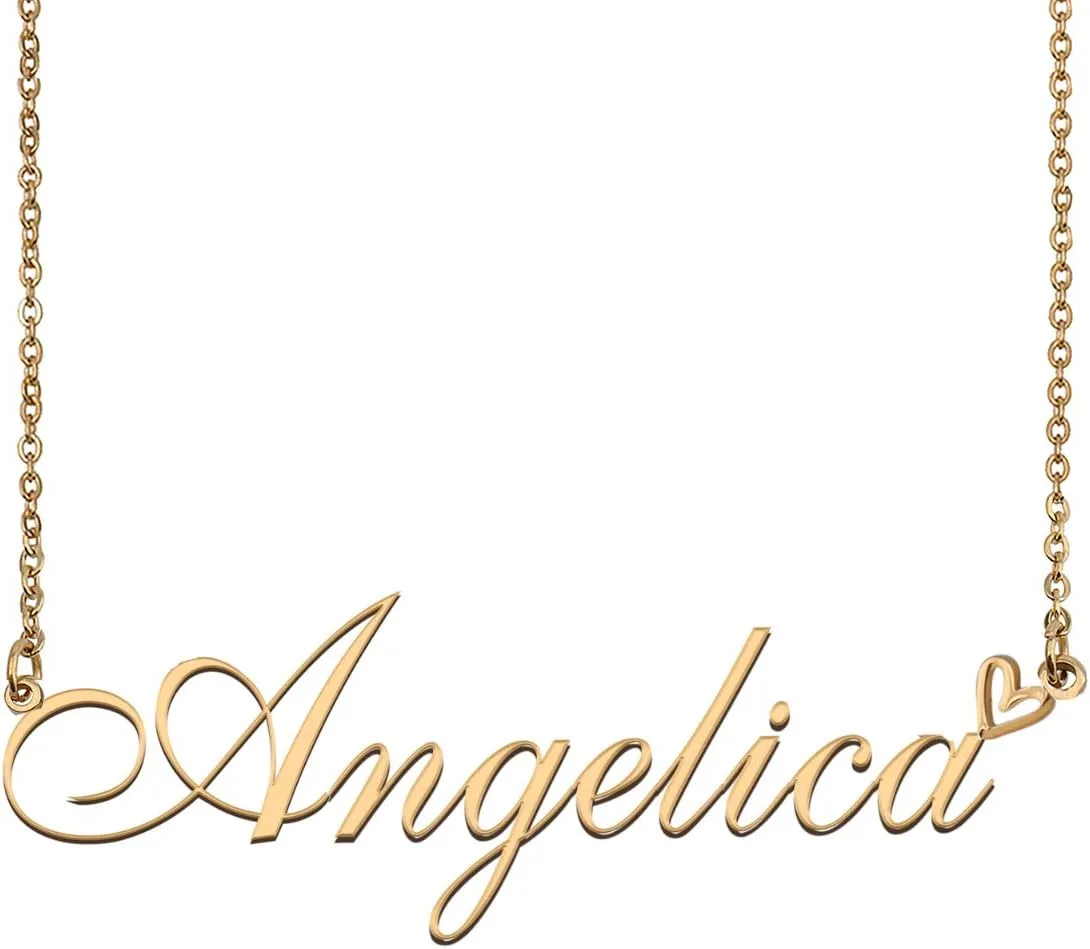 Custom Name Necklace 18K Gold Plated Angelica Nameplate Personalized Jewelry for Women