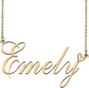 Custom Name Necklace 18K Gold Plated Emely Nameplate Personalized Jewelry for Women