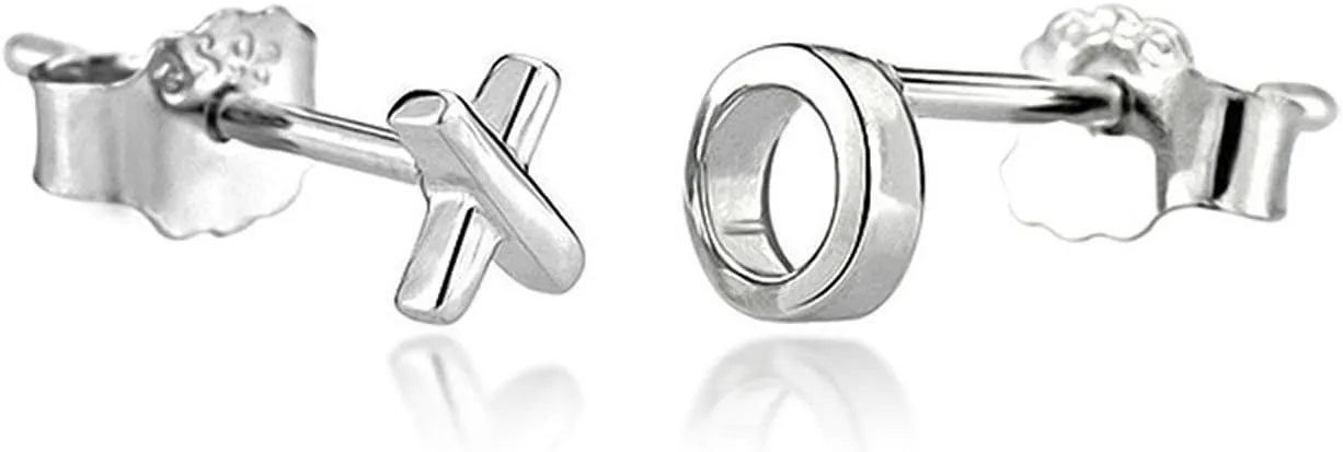 Cute Stud Earrings 925 Sterling Silver Dainty Mini XO Earrings for Women Everyday Wear