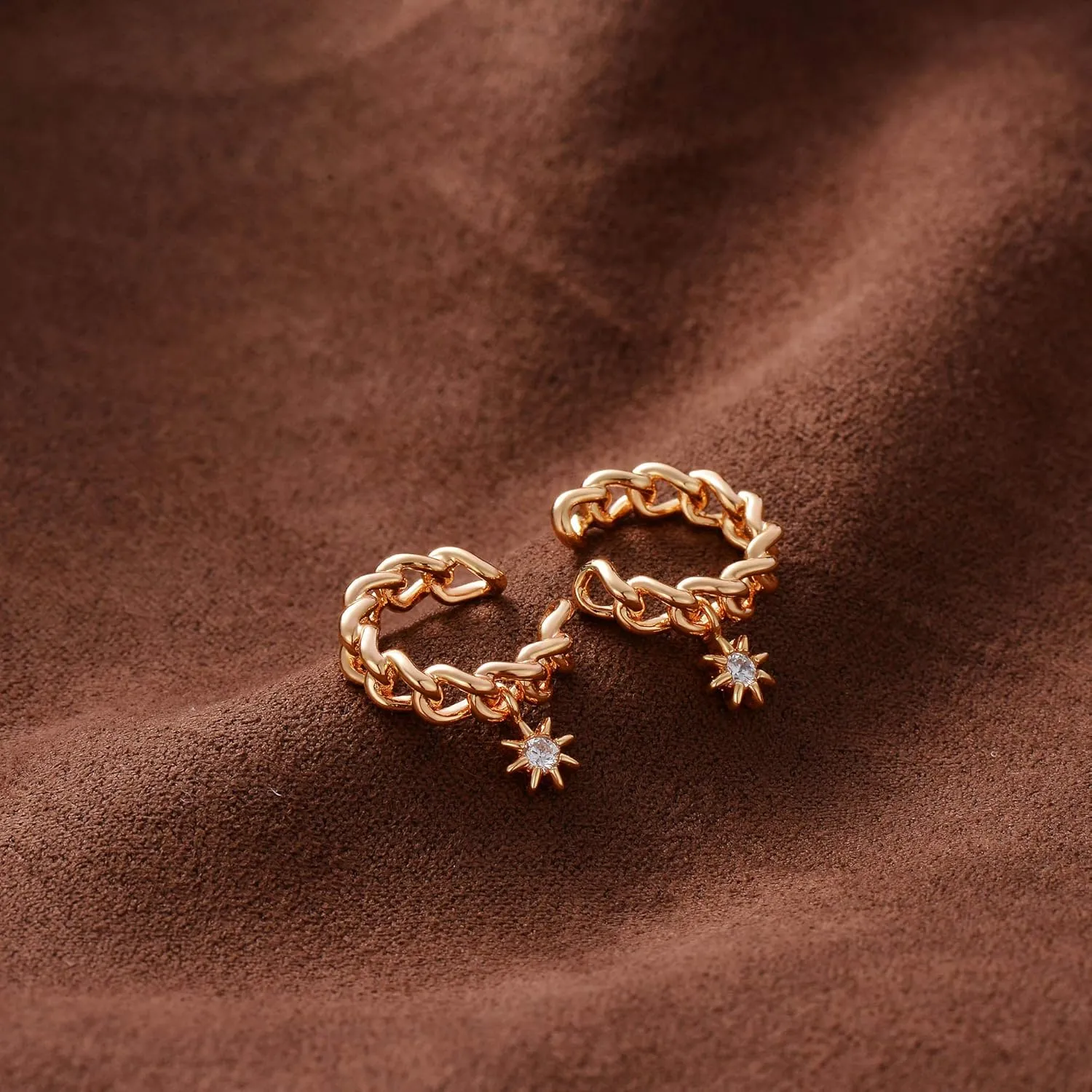 Dainty Gold Ear Cuff Earrings 14K Gold Plated Simple Non Pierced Tiny Ear Cuffs Huggie No Piercing Hoops Ear Cubic Zirconia Cartilage Ear Clip on Wrap Adjustable Fake Earrings