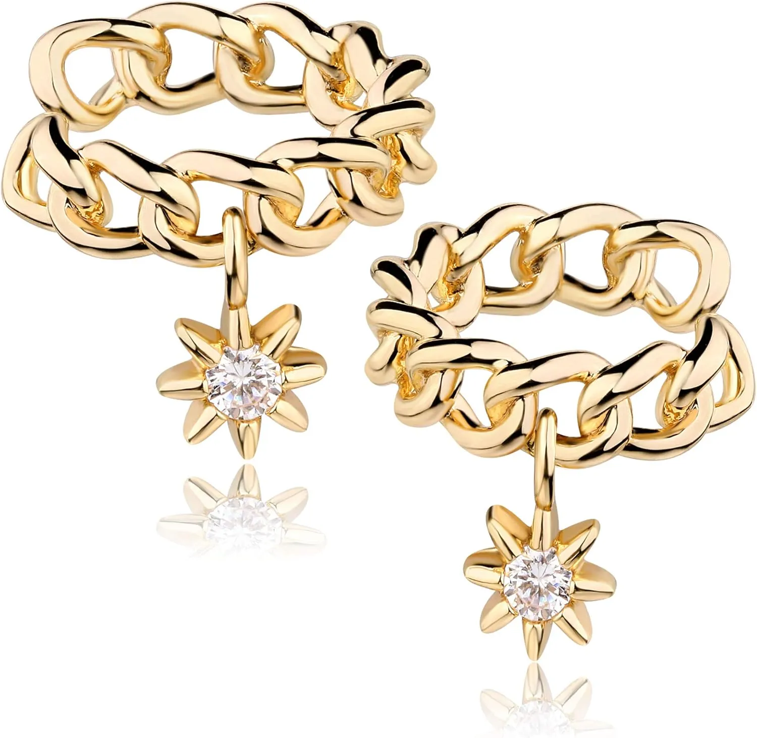 Dainty Gold Ear Cuff Earrings 14K Gold Plated Simple Non Pierced Tiny Ear Cuffs Huggie No Piercing Hoops Ear Cubic Zirconia Cartilage Ear Clip on Wrap Adjustable Fake Earrings