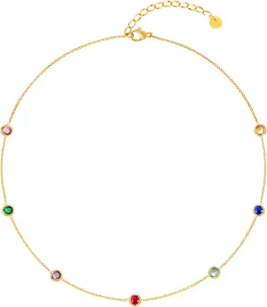 Dainty Gold Necklace for Women, Gold Plated Cubic Zirconia Drop Satellite Chain Necklace Jewelry for Women