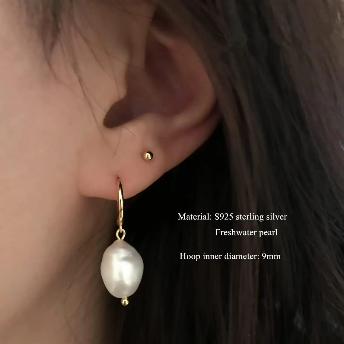 Dainty Huggie Hoop Earrings with Dangle for Women Girls, 925 Sterling Silver Small Huggie Earring with Drop Charm for Everyday