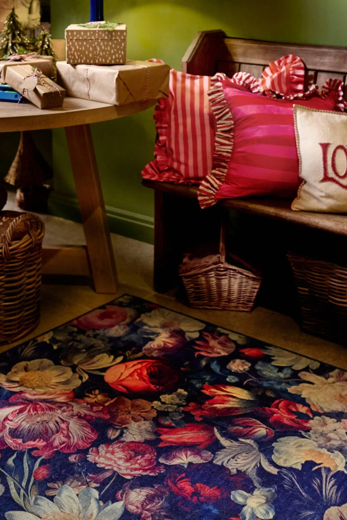 Dark Florals Eco-Washable Rug
