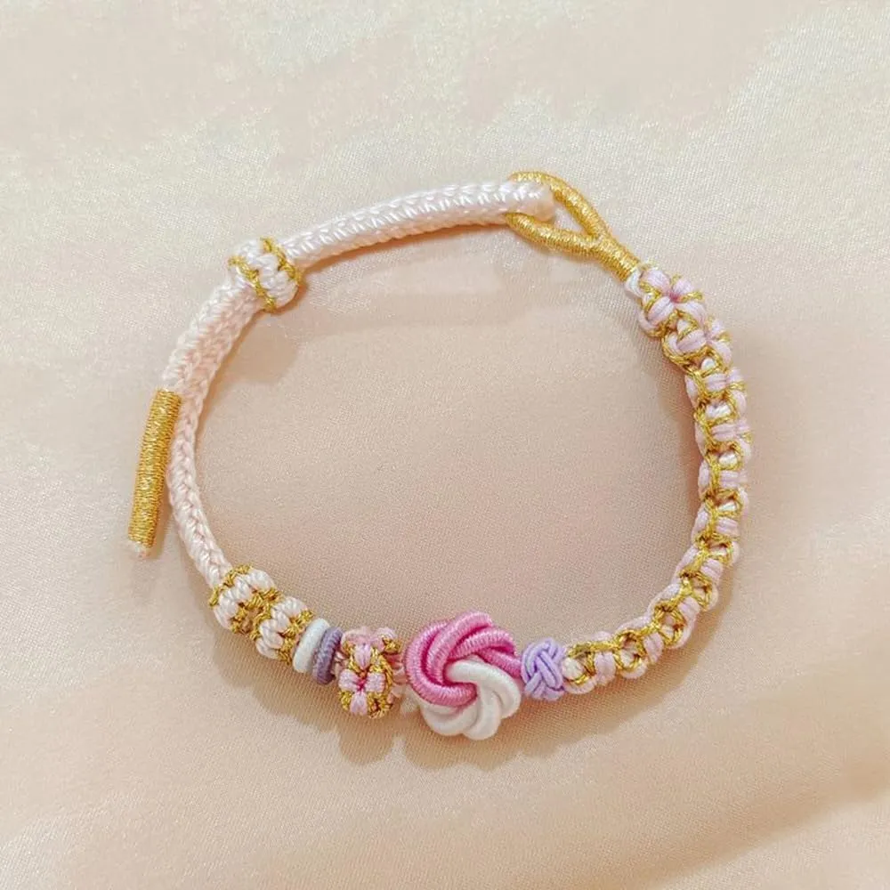 Daughter/Granddaughter Bracelet, Peach Blossom Knot Bracelet Trendy Bracelet Pink Dainty Adjustable Braided Thanksgiving Birthday Christmas Jewelry Gift For Granddaughter