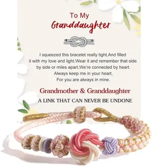 Daughter/Granddaughter Bracelet, Peach Blossom Knot Bracelet Trendy Bracelet Pink Dainty Adjustable Braided Thanksgiving Birthday Christmas Jewelry Gift For Granddaughter