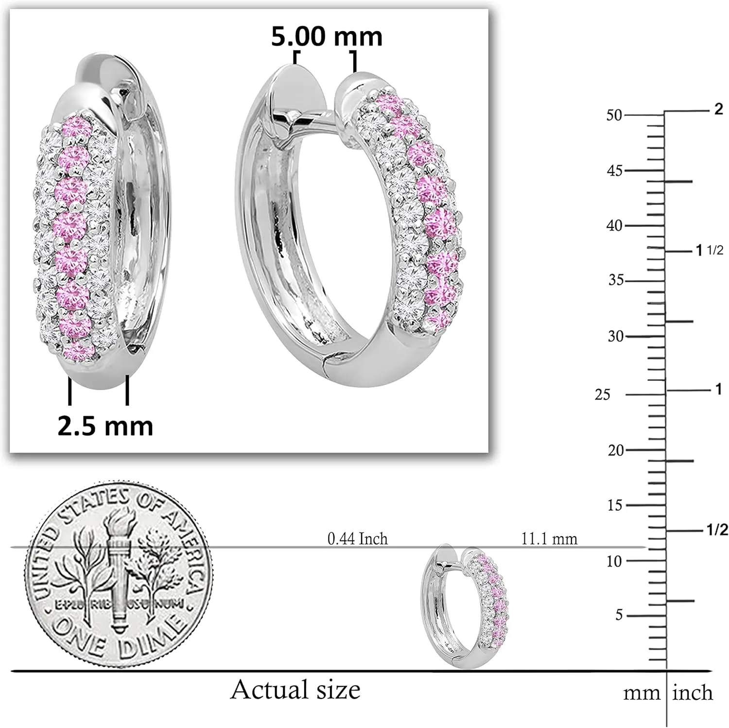 Dazzlingrock Collection Round Gemstone & White Diamond Pave Set Hoop Earrings for Her in 10K Solid White Gold