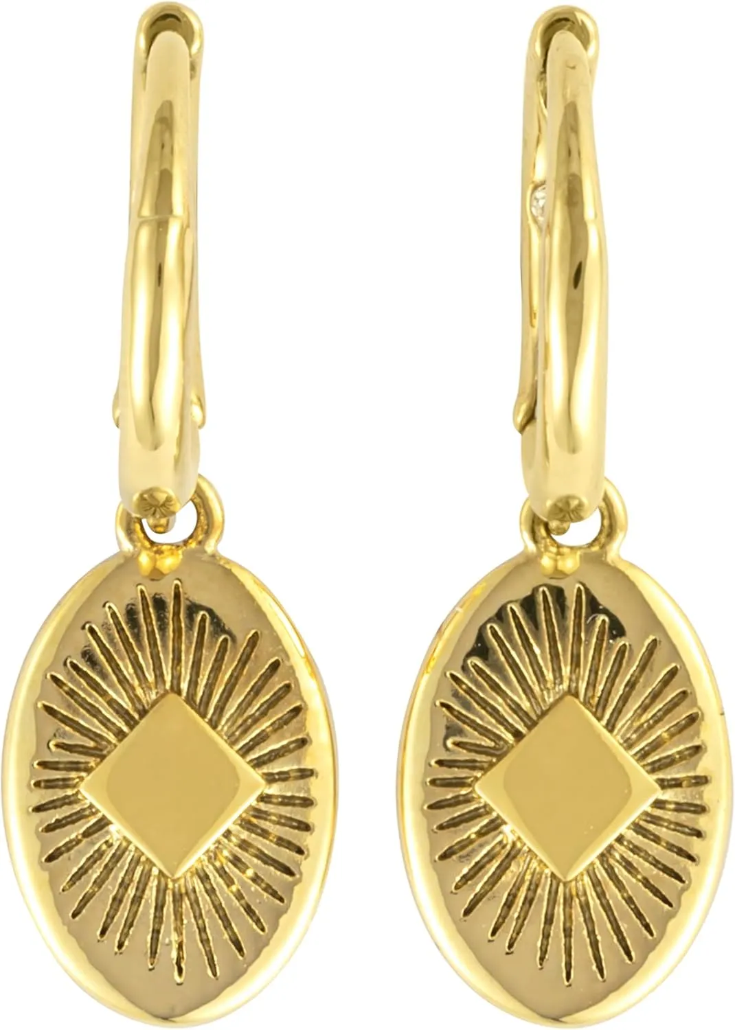 Demdaco Women's Everyday Fashion Huggie Hoop Earrings, 7mm Gold-Plated, Sunburst