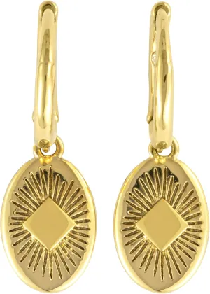 Demdaco Women's Everyday Fashion Huggie Hoop Earrings, 7mm Gold-Plated, Sunburst