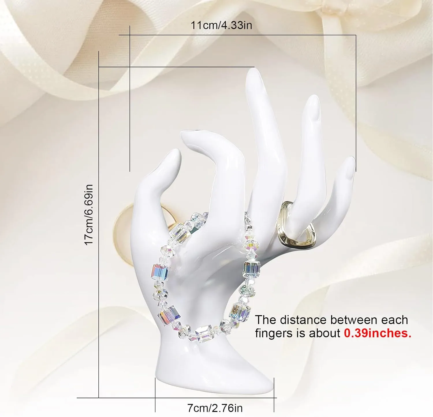 DI QIU REN OK Hand Form Jewelry Display Holder 7 Inch Female Mannequin Hand Jewelry Display Holder Stand Support for Bracelets Necklaces Rings Watches, for Home Organization and Trade Shows