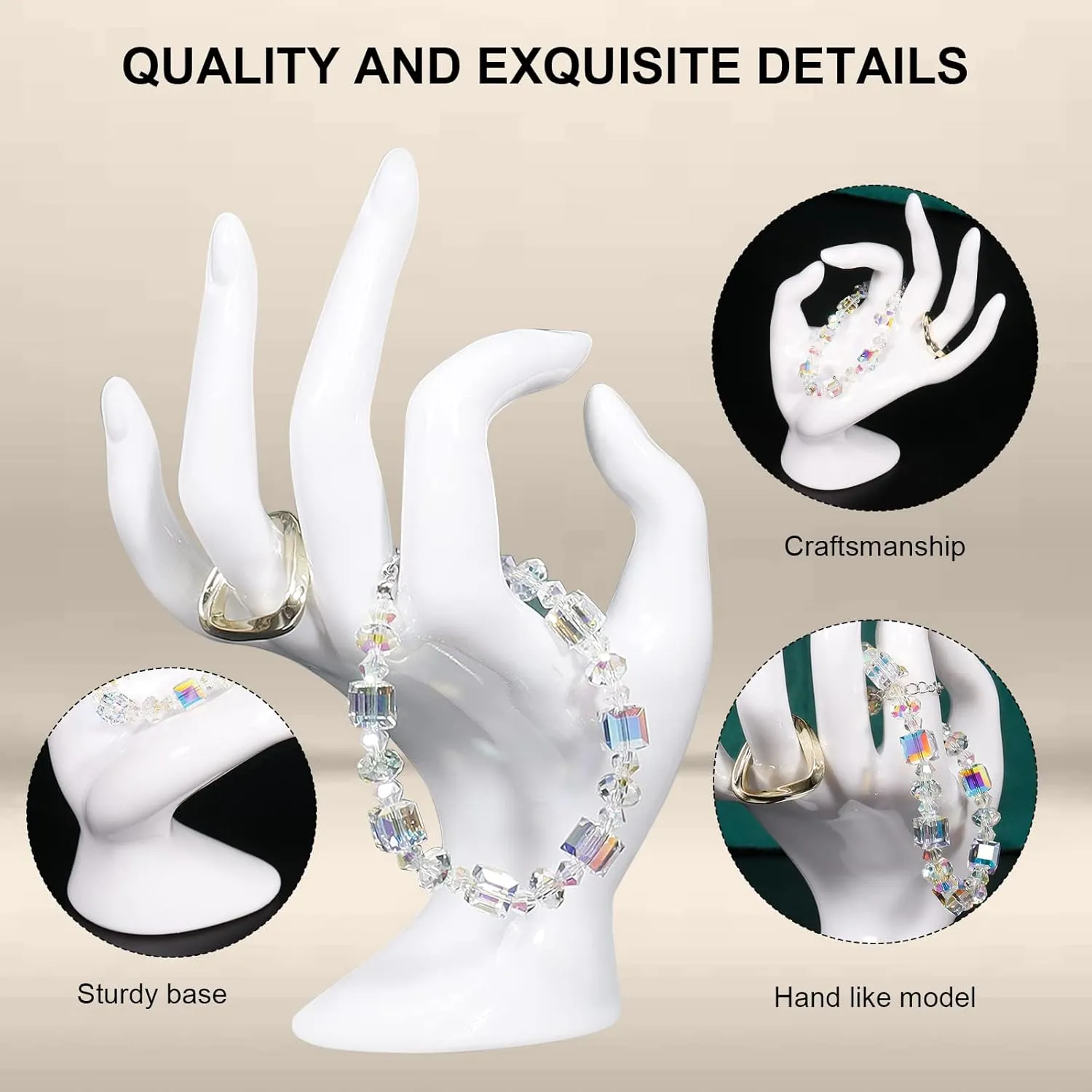DI QIU REN OK Hand Form Jewelry Display Holder 7 Inch Female Mannequin Hand Jewelry Display Holder Stand Support for Bracelets Necklaces Rings Watches, for Home Organization and Trade Shows