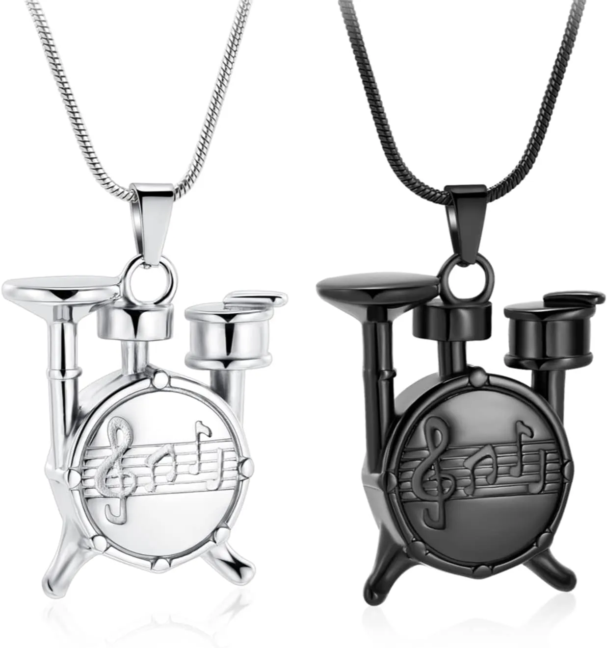 Drum Urn Necklace for Ashes Music Cremation Jewelry for Women Men Stainless Steel Memorial Necklaces Ash Holder for Human Pets Keepsake Jewelry for Loved Ones with Fill Tool