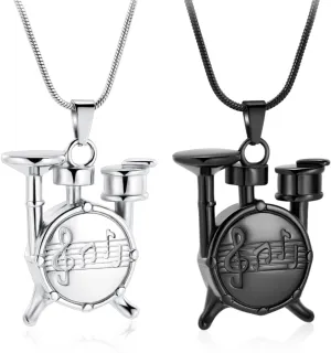 Drum Urn Necklace for Ashes Music Cremation Jewelry for Women Men Stainless Steel Memorial Necklaces Ash Holder for Human Pets Keepsake Jewelry for Loved Ones with Fill Tool