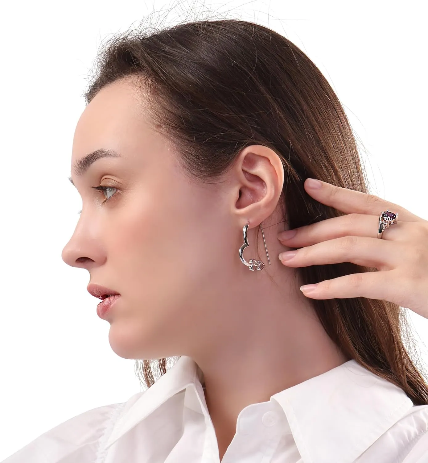 Earrings for Women Hypoallergenic Heart Hoops Trendy Gold/Silver Cuff Earrings Birthday Gifts 1.2 inch Statement Jewelry for Everyday Style