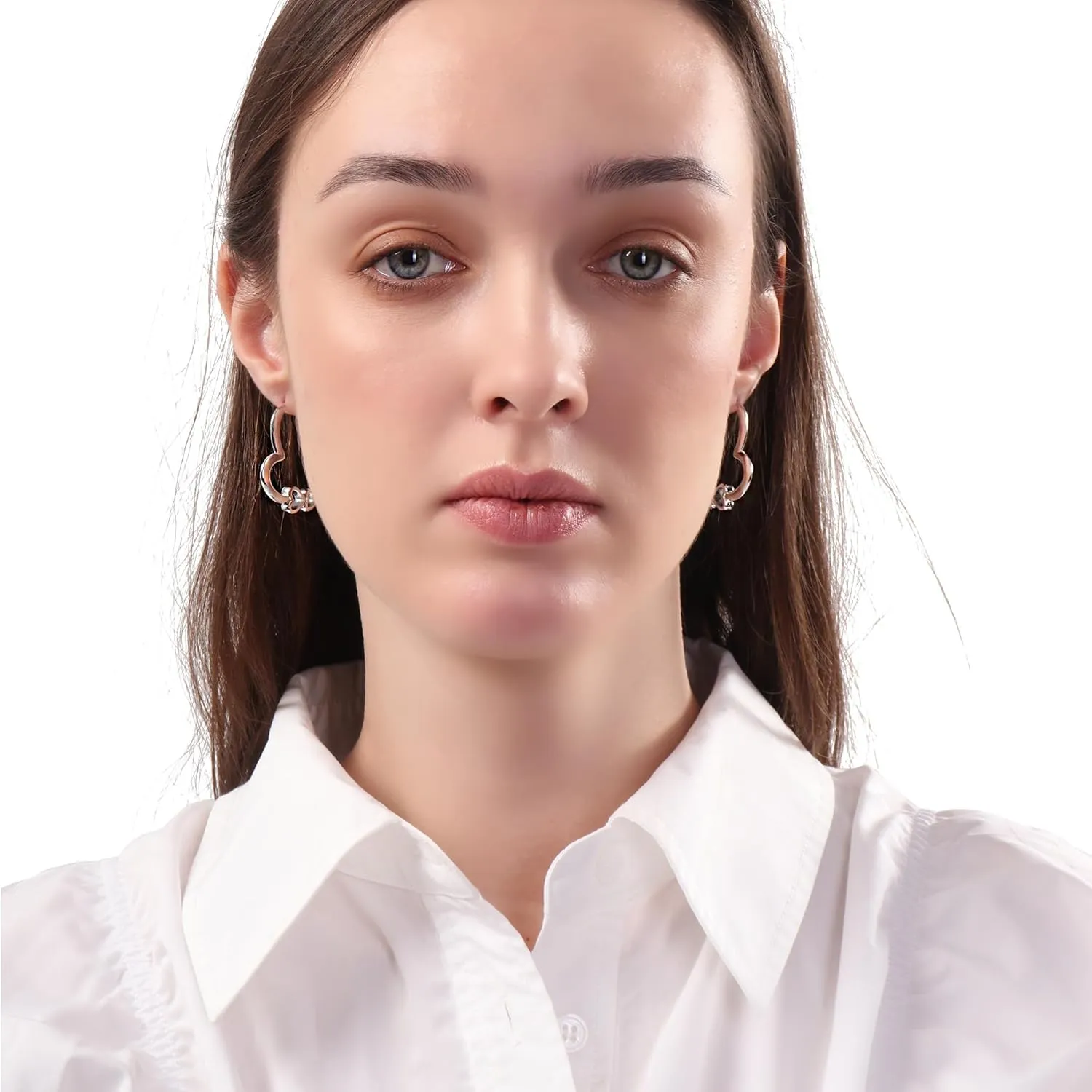 Earrings for Women Hypoallergenic Heart Hoops Trendy Gold/Silver Cuff Earrings Birthday Gifts 1.2 inch Statement Jewelry for Everyday Style