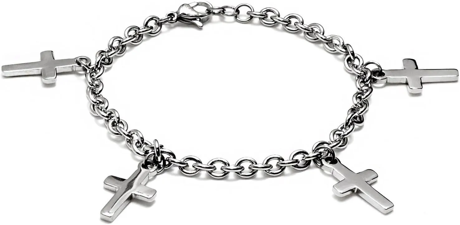 ELYA Stainless Steel Cross Charm Bracelet