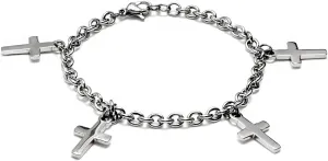 ELYA Stainless Steel Cross Charm Bracelet