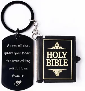 EULOGIST Souvenir keychain mini holy Writ Bible verse Christian keyring verse pendant suitable for women and men birthday Thanksgiving Christmas church baptism inspirational tiny book gifts