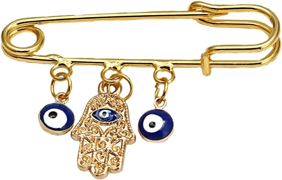 Evil Eye Palm Safety Pins Brooch Pin for Women Girls Fashion Enamel Lapel Pins Cute Dress Accessories Birthday Christmas Dainty Jewelry