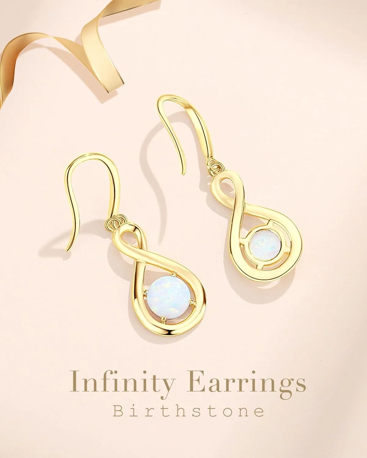 FANCIME Dangle Drop Earrings 925 Sterling Silver Dainty Infinity Round Gemstone Birthstone Jewelry Birthday Gifts for Her Women