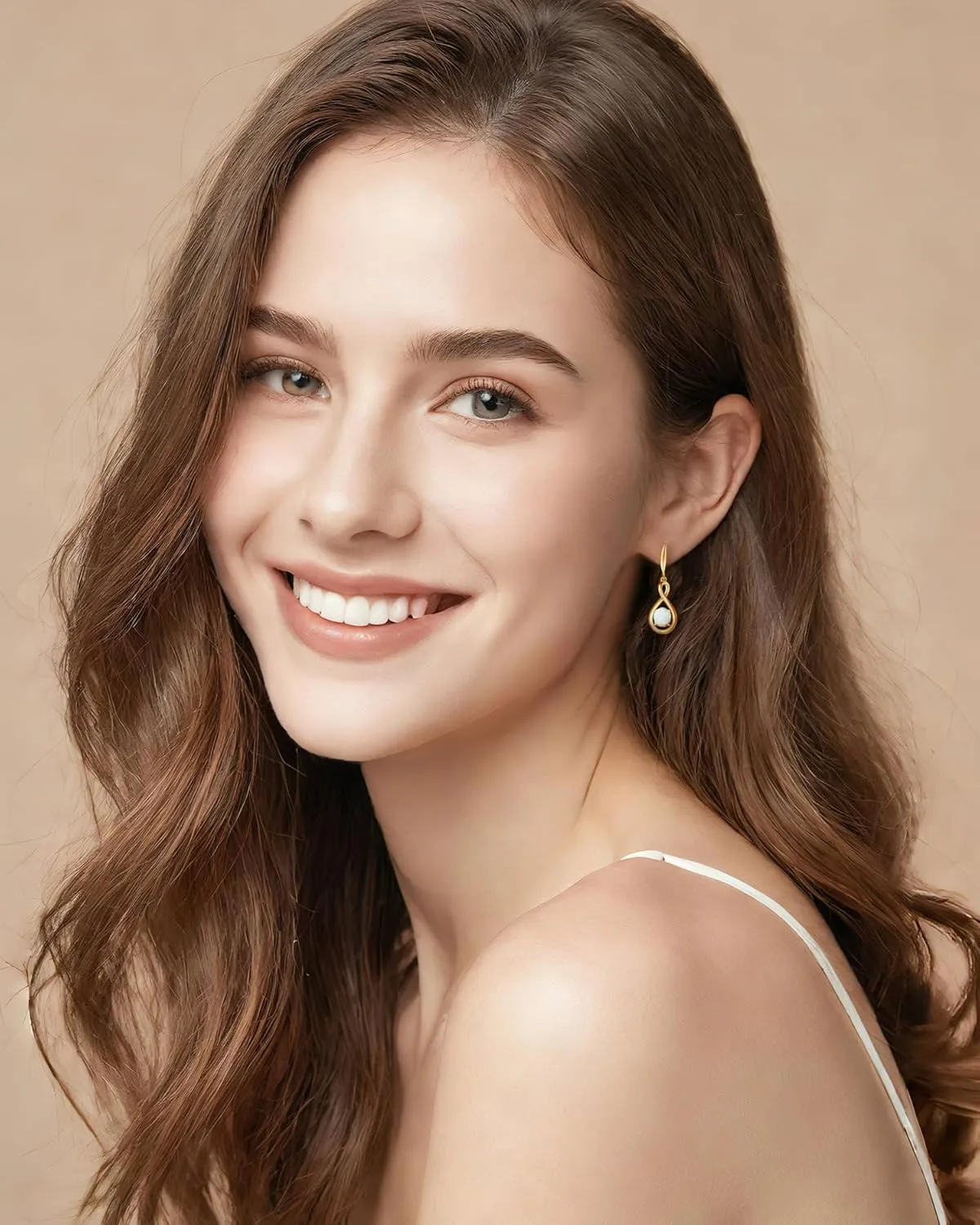 FANCIME Dangle Drop Earrings 925 Sterling Silver Dainty Infinity Round Gemstone Birthstone Jewelry Birthday Gifts for Her Women